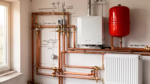 schemat instalacji co i cwu w domu jednorodzinnym