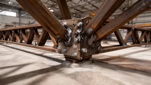 Węzeł podporowy kratownicy stalowej